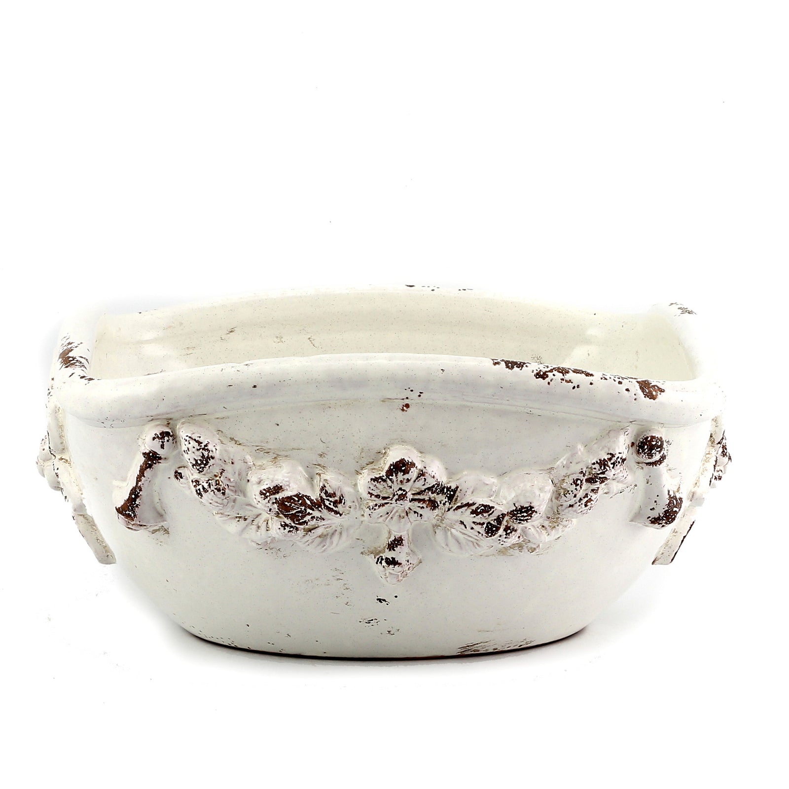 SCAVO ROBBIANA: Squared Centerpiece with Della Robbia bass relief motifs - artisticaitalian.com