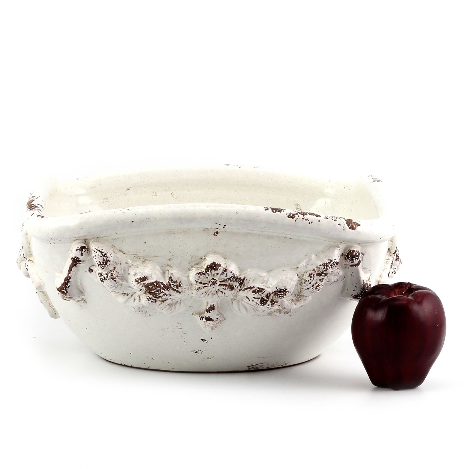 SCAVO ROBBIANA: Squared Centerpiece with Della Robbia bass relief motifs - artisticaitalian.com