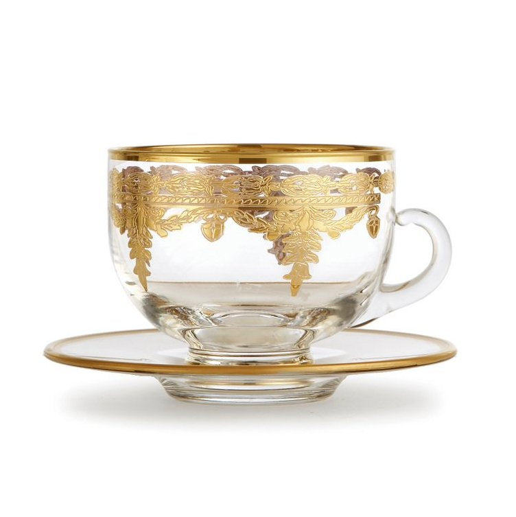 ARTE ITALICA: Vetro Gold Coffee Cup & Saucer - artisticaitalian.com