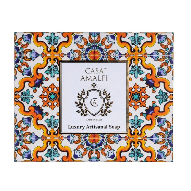 CASA AMALFI SOAPS: Scented Soap Bar with ceramic soap dish - Sunset in Procida Set - artisticaitalian.com